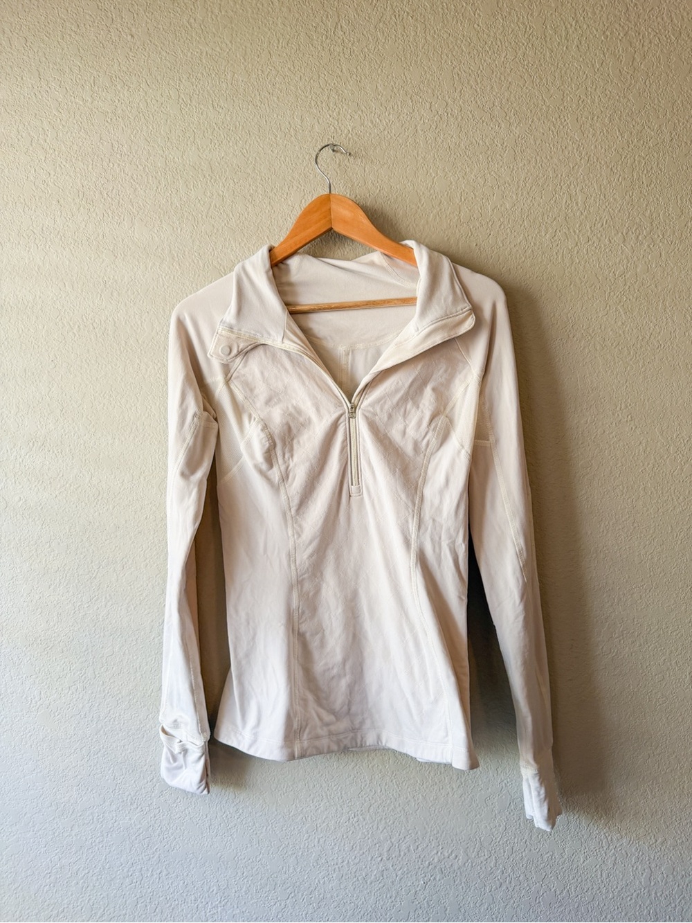 Lululemon athletica Toasty Tech Long Sleeve Half-Zip Pullover Top - Cream